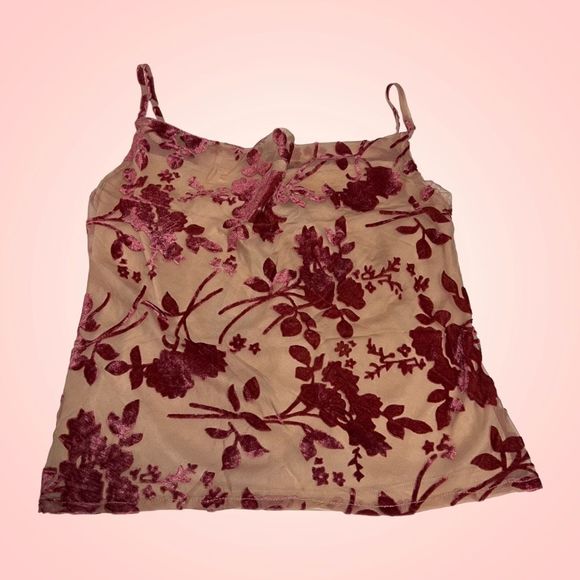 NastyGal Tops - NWT NastyGal Burnout Crushed Velvet Rose print Cami